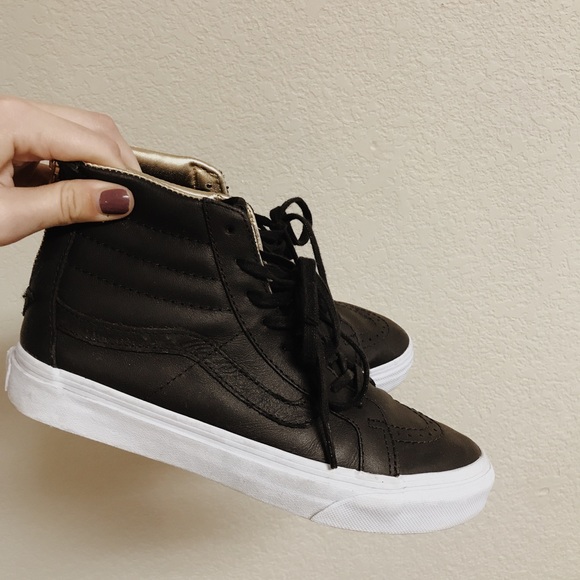 Vans Shoes - VANS sk8 hi black leather high tops!!!
